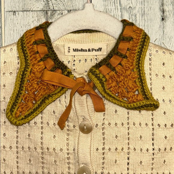 Misha & Puff Cream Knit Vest with Orange Collar - Picture 2 of 4